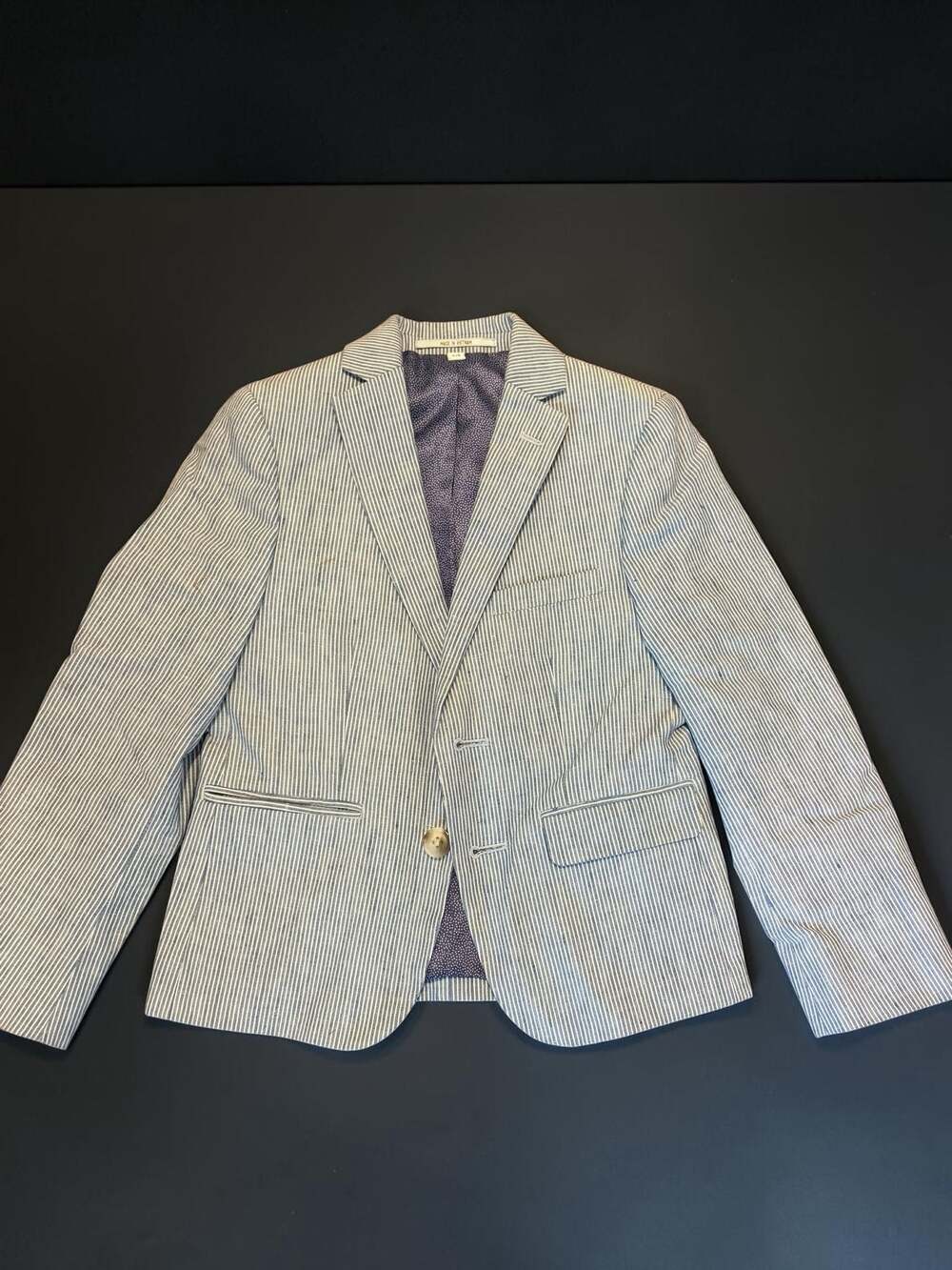 Boys Blue and White Striped Seersucker Blazer Sport Coat Size 4/5